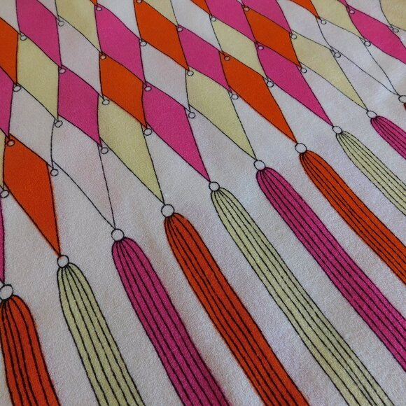 VTG Zio Luigi sleeveless top Pucci look harlequin mod 60s diamond tassel blouse - Picture 13 of 13